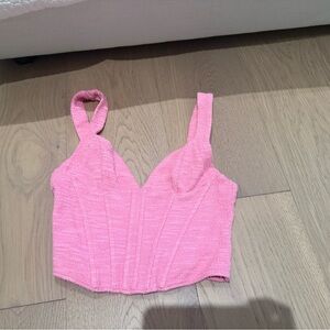 Zara Pink Textured Crop Top